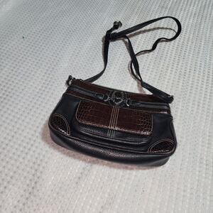 BRIGHTON EUC BEATRICE DK BLUE/BRN  ALL IN ONE BAG WALLET ON BAG